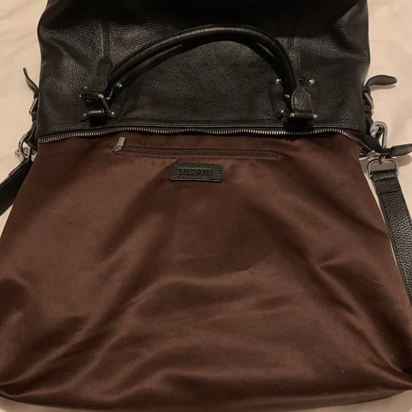 Heshe black genuine leather satchel handbag - Picture 12 of 15